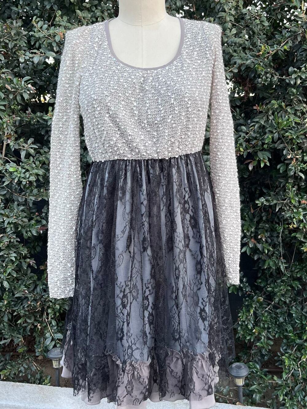 Etheral Romantic Whimsical Tulle Stretch Long Sleeve Fairy Dress Small